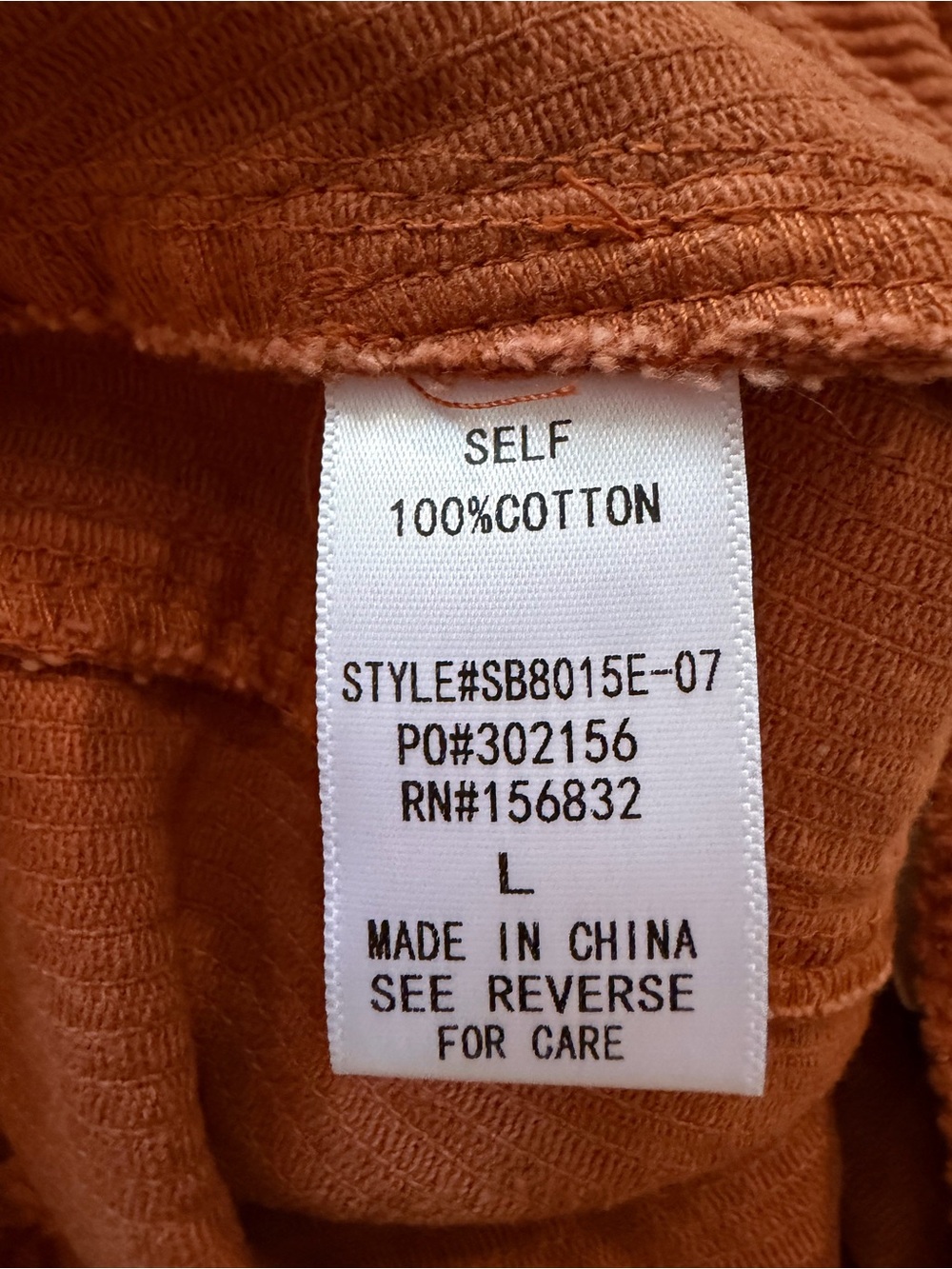 So Me Barrel Pants Size Large Rust Corduroy Cropped Belt Loops Side Pockets New - Picture 11 of 13